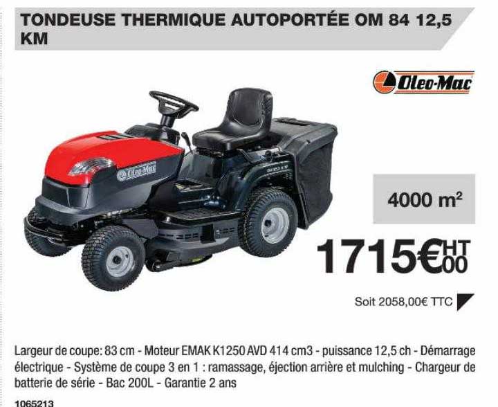 tondeuse thermique autoportée om 84 12,5 km oleo-mac