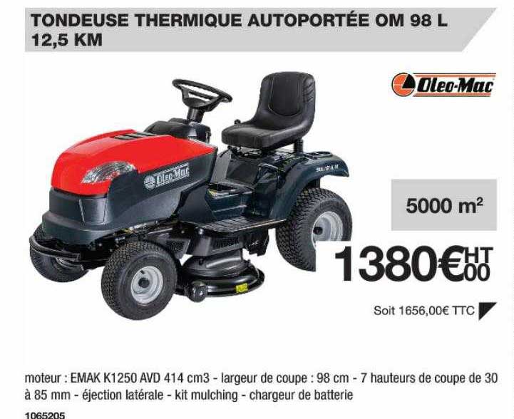 tondeuse thermique autoportée om 98 l 12,5 km oleo-mac