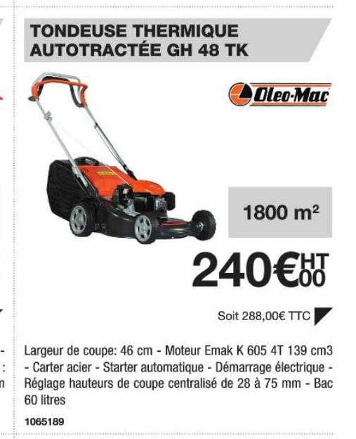 tondeuse thermique autotractée gh 48 tk oloe-mac