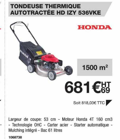 tondeuse thermique autotractée hd izy 536vke honda