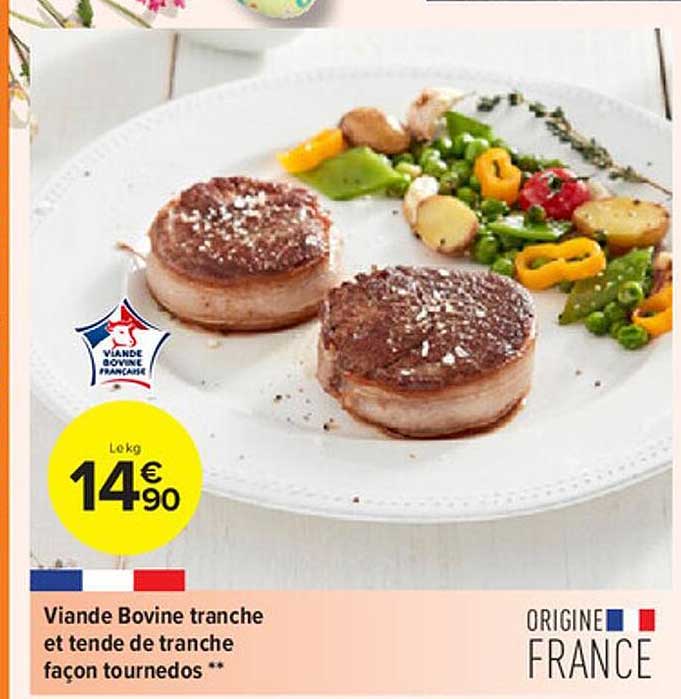 viande bovine tranche et tende de trance façon tournedos