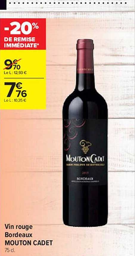 vin rouge bordeaux mouton cadet