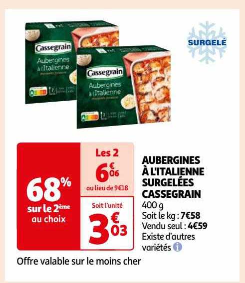 aubergines à l'italienne surgelées cassegrain