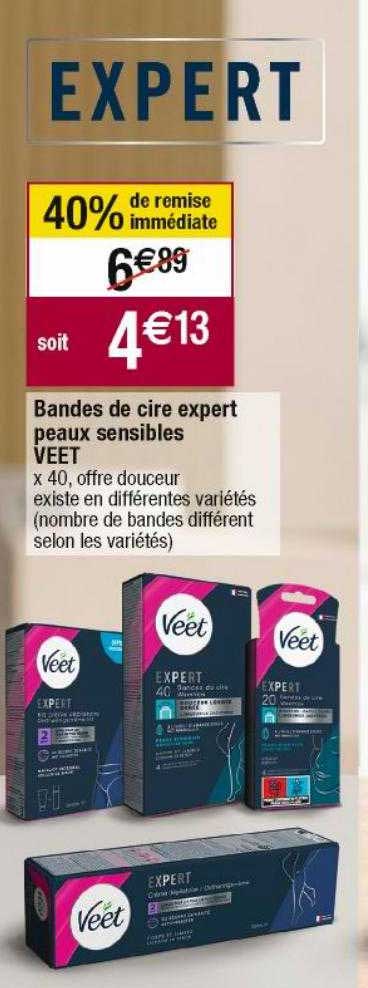 Bandes De Cire Expert Peaux Sensibles Veet