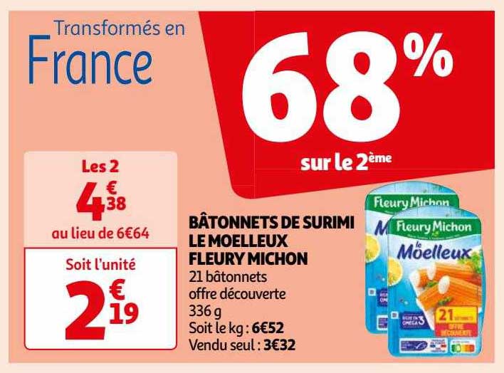 bâtonnets de surimi le moelleux fleury michon