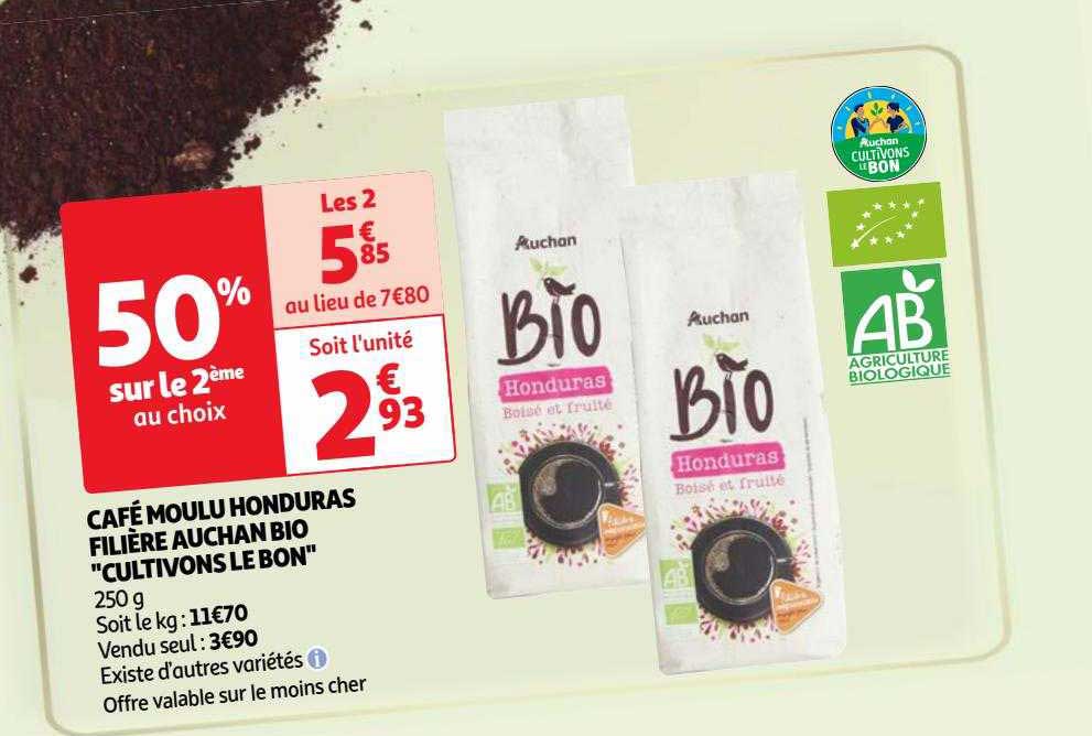café moulu honduras filière auchan bio "cultivons le bon"