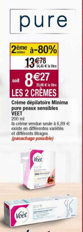 crème dépilatoire minima pure peaux sensibles veet