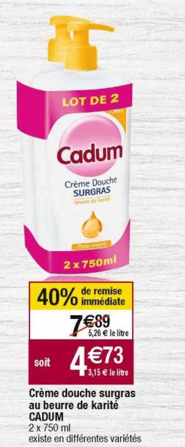 crème douche surgras au beurre de karité cadum