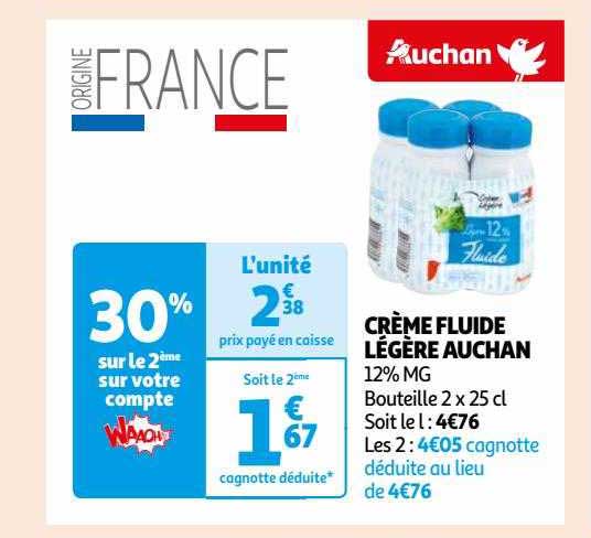 Crème Fluide Légère Auchan