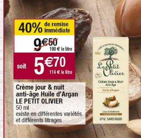 crème jour & nuit anti-âge huile d'argan le petit olivier