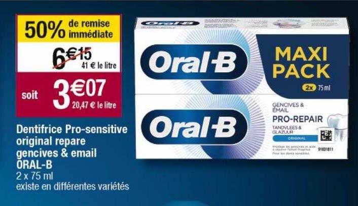 dentifrice pro-sensitive original repare gencives & email oral-b