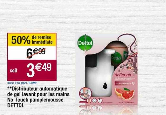 Distributeur Automatique De Gel Lavant Pour Les Mains No-touch Pamplemousse Dettol