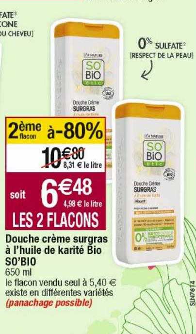 douche crème surgras à l'huile de karité bio so'bio