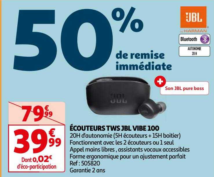 écouteurs tws jbl vibe 100