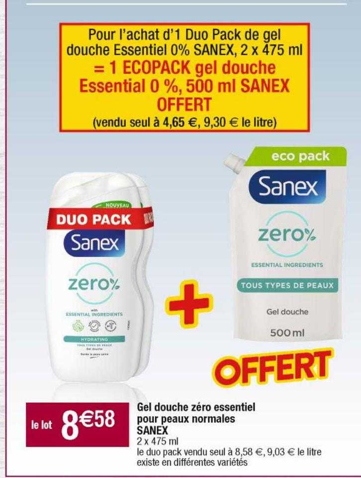 Gel Douche Zéro Essentiel Pour Peaux Normales Sanex