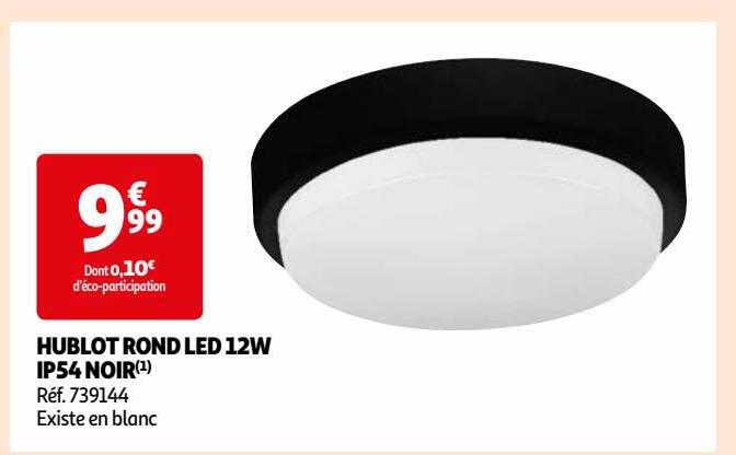 hublot rond led 12w ip54 noir