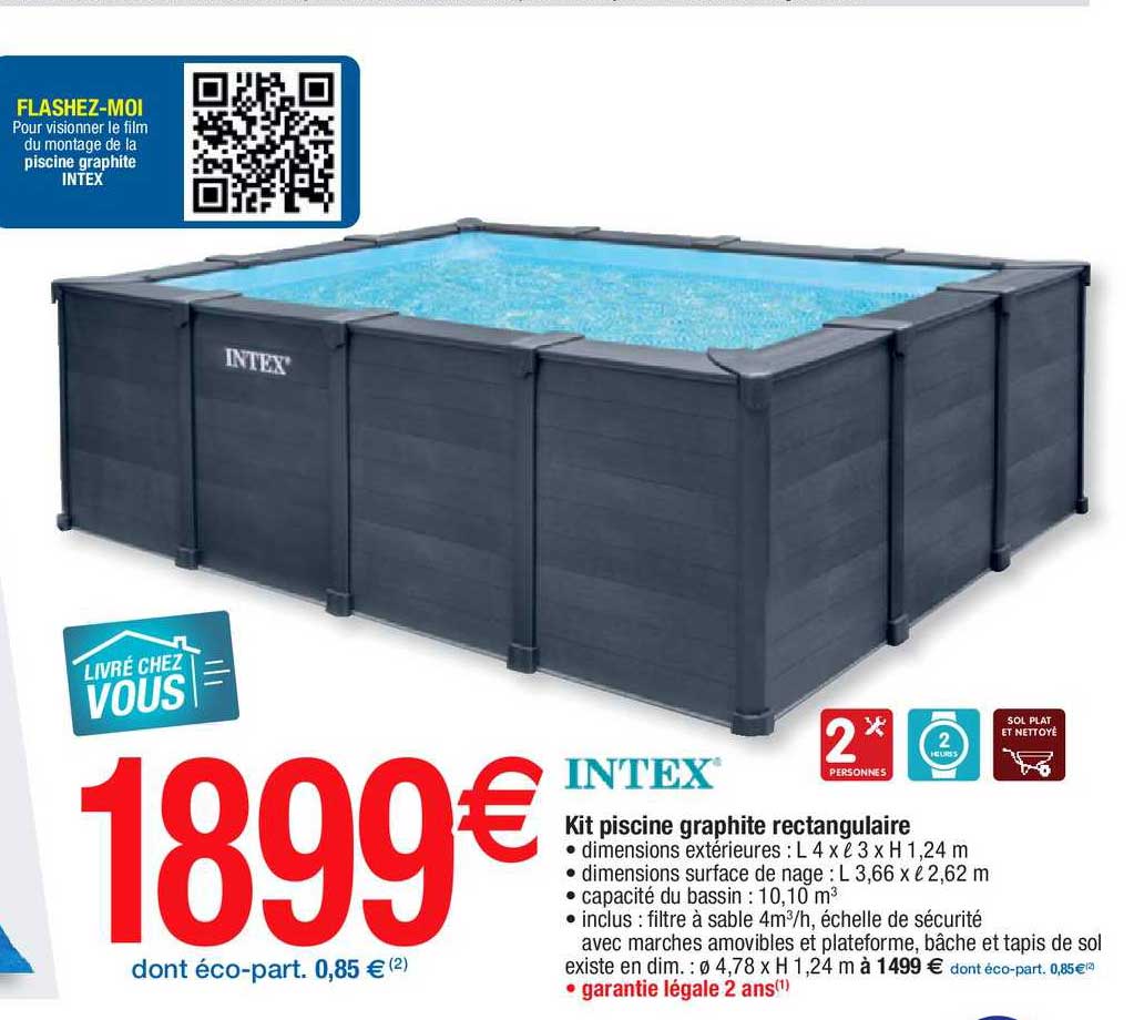 Kit Piscine Graphite Rectangulaire Intex