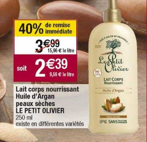 lait corps nourrissant huile d'argan peaux sèches le petit olivier