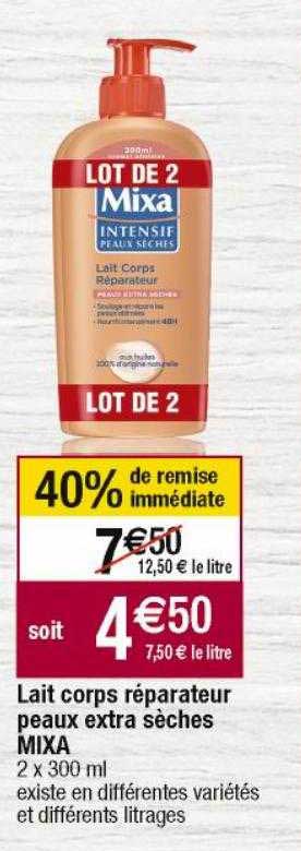 lait corps réparateur peaux extra sèches mixa