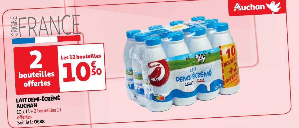 lait demi-écrémé auchan