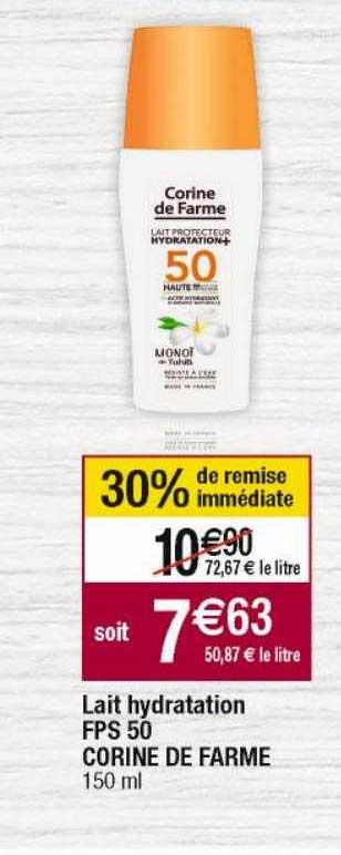 lait hydratation fps 50 corine de farme