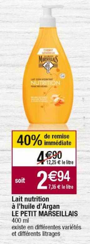 lait nutrition à l'huile d'argan le petit marseillais