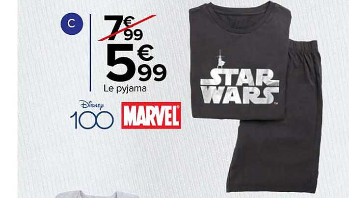 le pyjama disney, marvel, star wars
