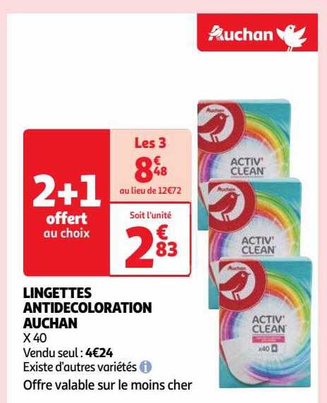 lingettes antidécoloration auchan