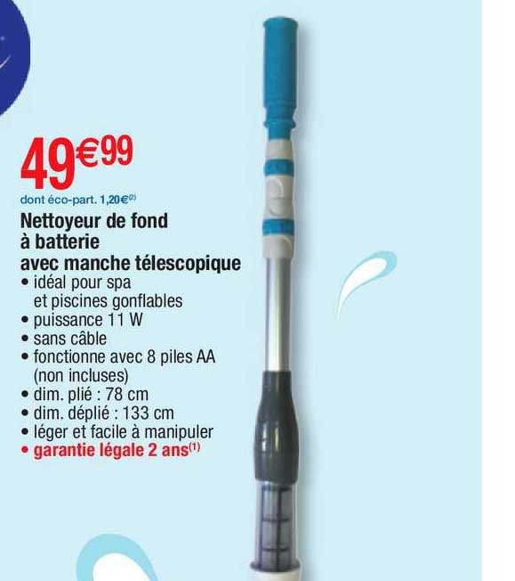 Nettoyeur De Fond à Batterie Avec Manche Télescopique