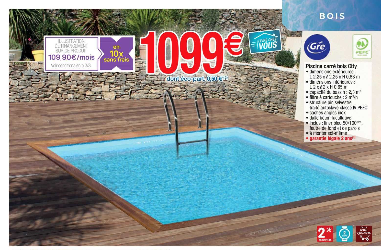 Piscine Carré Bois City Gré