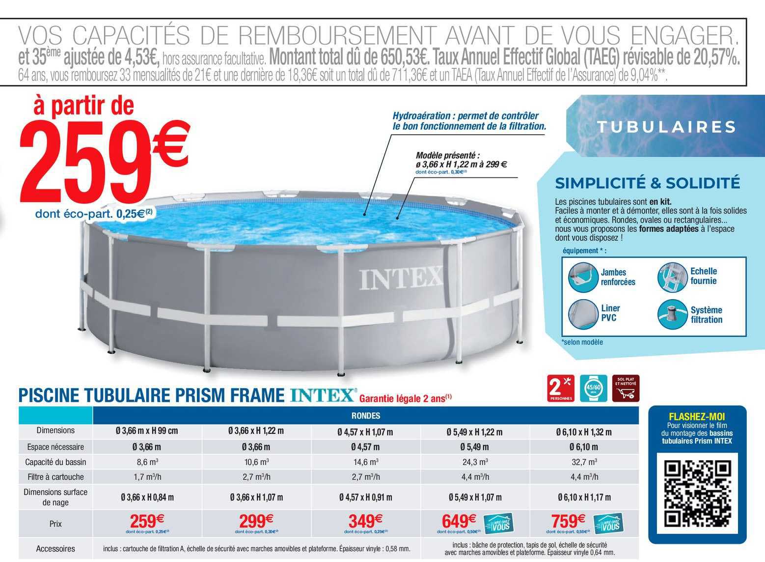 piscine tubulaire prism frame intex