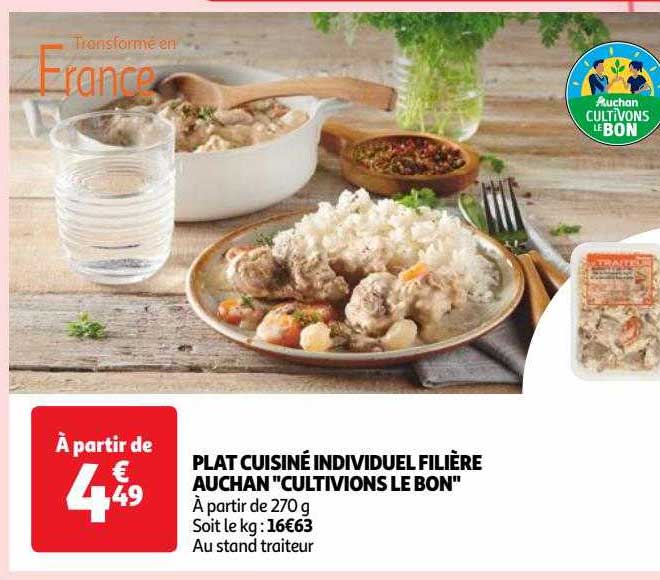 plat cuisiné individuel filière auchan "cultivons le bon"