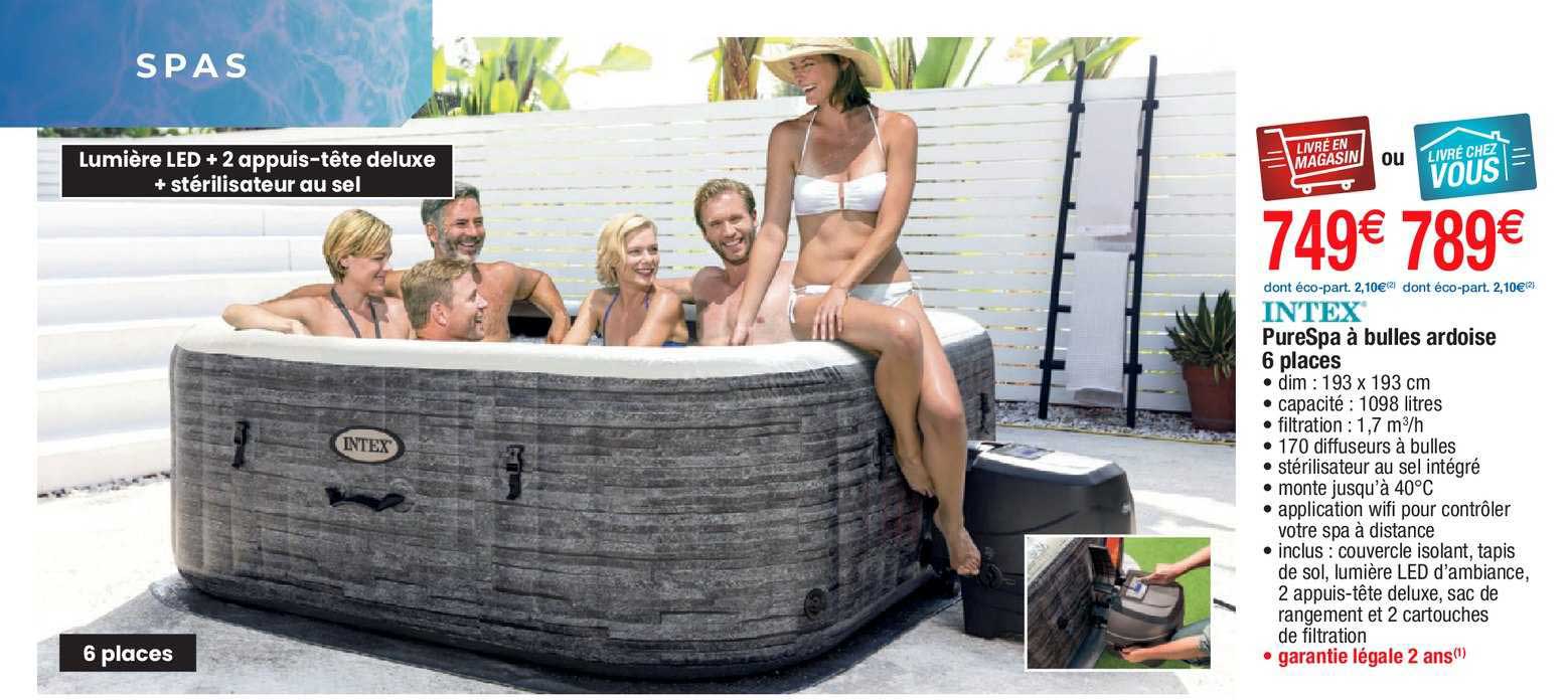 pureSpa à bulles ardoise 6 places intex