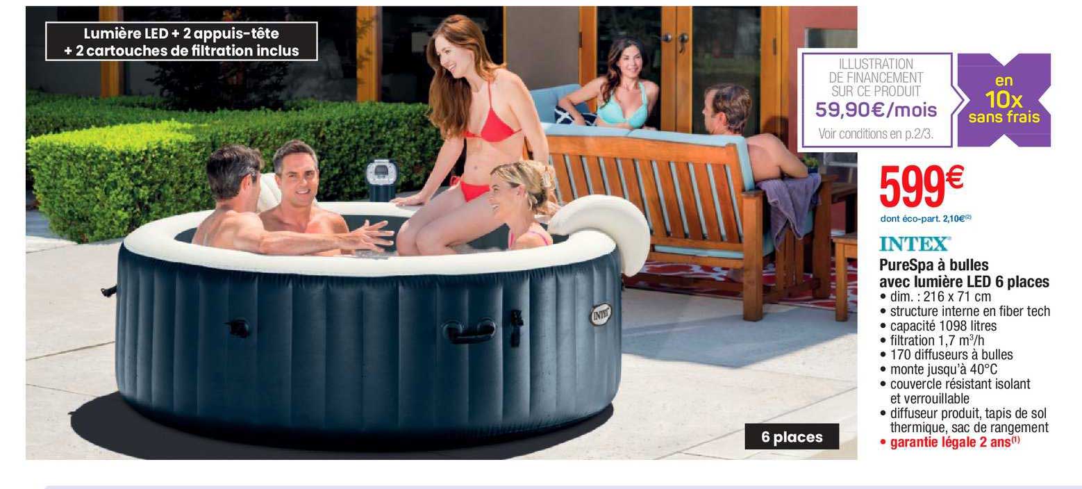 pureSpa à bulles avec lumière led 6 places intex