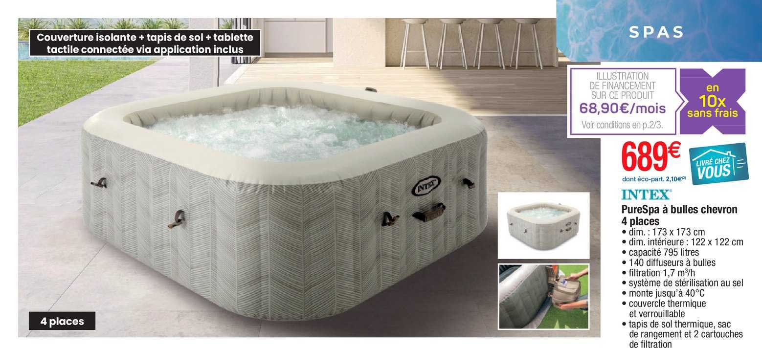 pureSpa à bulles chevron 4 places intex
