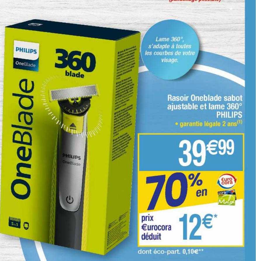 Rasoir Oneblade Sabot Ajustable Et Lame 360° Philips