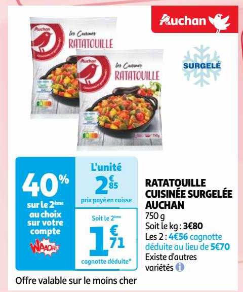 Ratatouille Cuisinée Surgelée Auchan