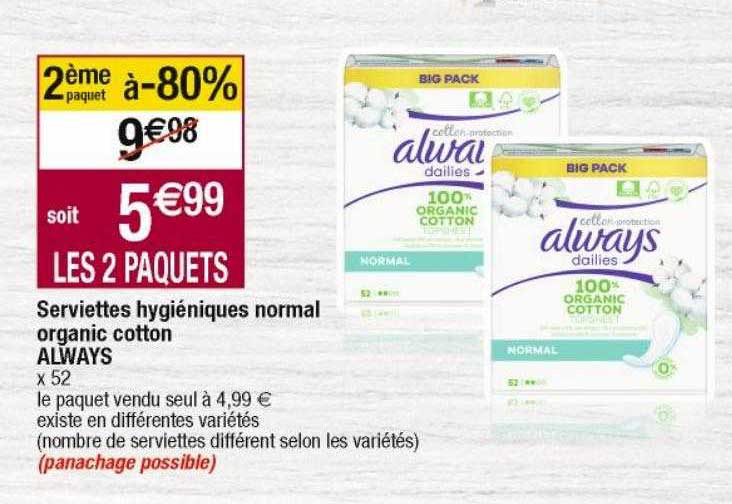 serviettes hygiéniques normal organic cotton always