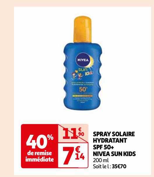spray solaire hydratant spf 50+ nivea sun kids