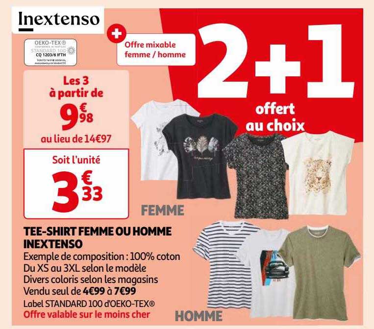 tee-shirt femme ou homme inextenso