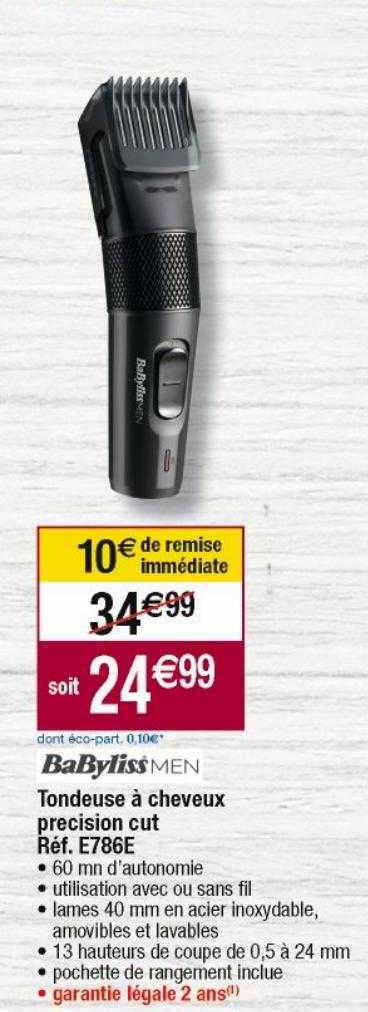 tondeuse à cheveux précision cut babyliss réf. e786e