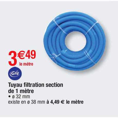 tuyau filtration section de 1 mètre gré