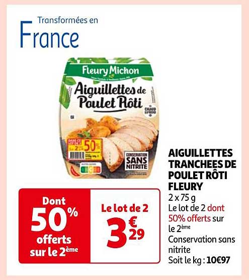 aiguillettes tranchées de poulet rôti fleury