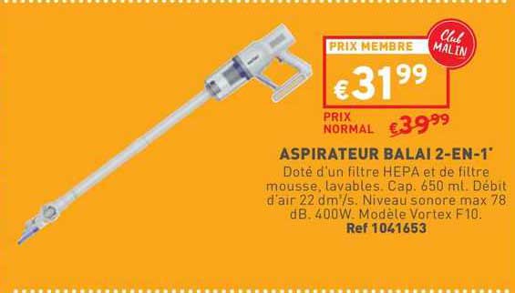 aspirateur balai 2-en-1