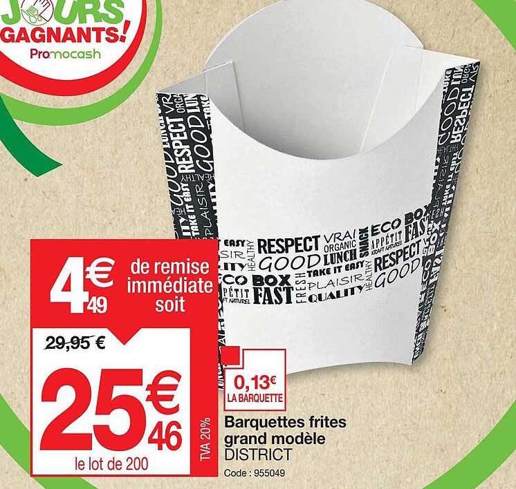 Barquettes Frites Grand Modèle District