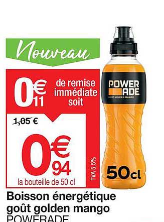 boisson énergétique goût golden mango powerade