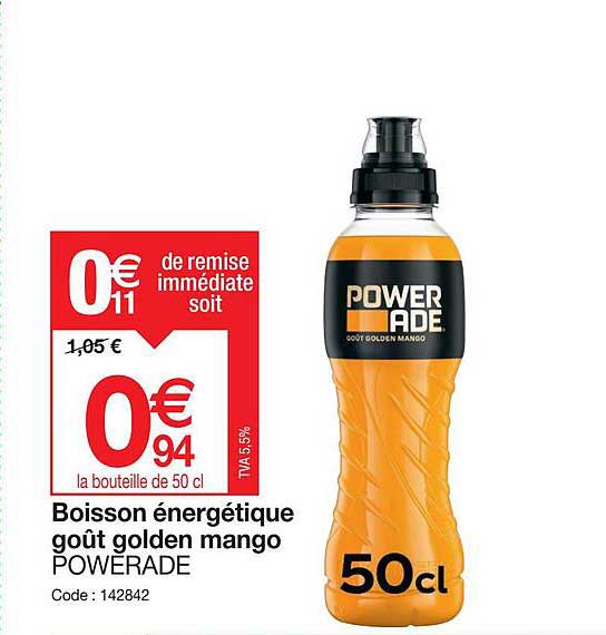 boisson énergétique goût golden mango powerade