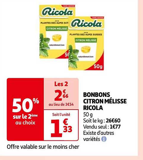 Bonbons Citron Mélisse Ricola