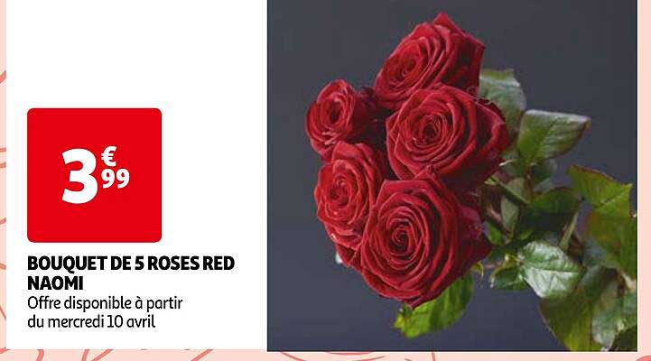 bouquet des 5 rose red naomi