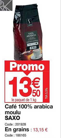 Café 100% Arabica Moulu Saxo